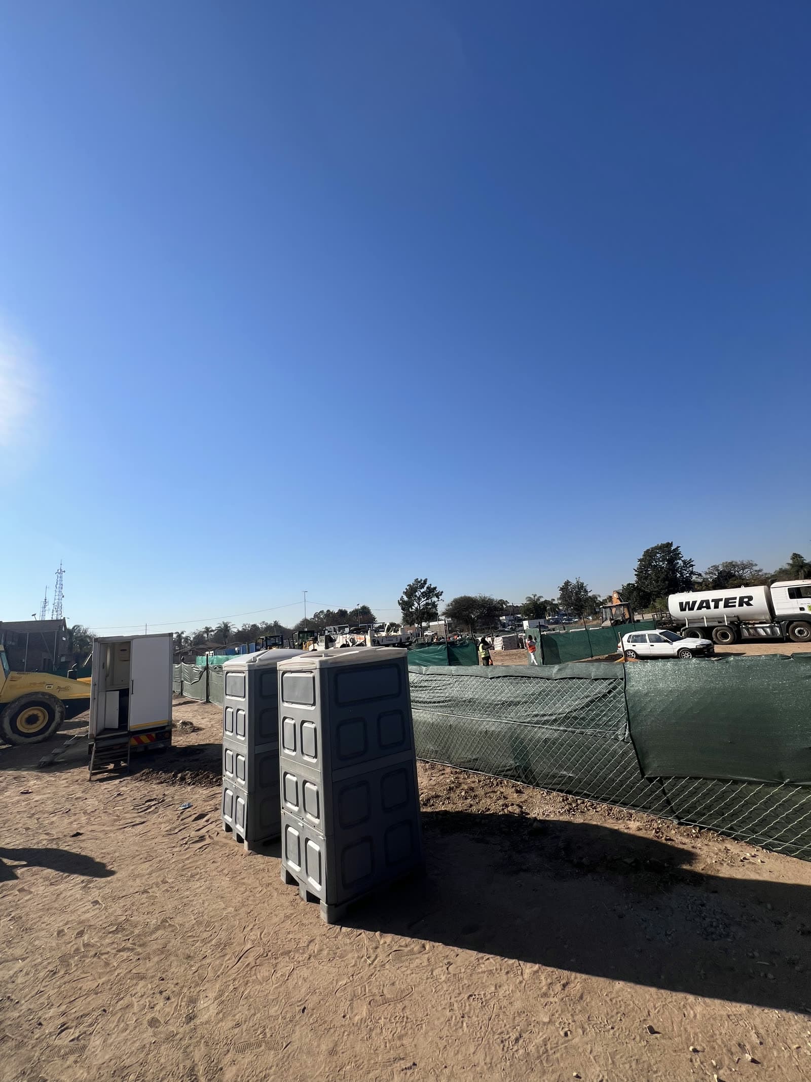 Chemical toilets on hire at a construction site near Polokwane